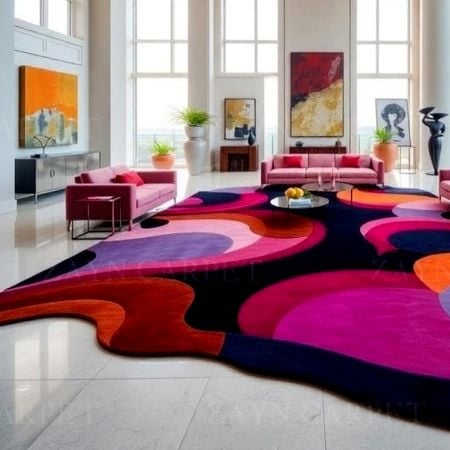 Handcrafted Bold Multicolor Abstract Luxury Living Rug